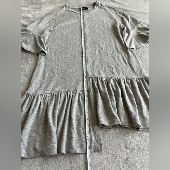 COA Los Angeles anthropologie grey jersey ruffle tunic shift dress size M/L - Picture 6 of 7